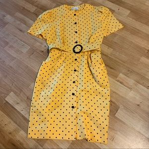 Vintage algo polka dot belted dress